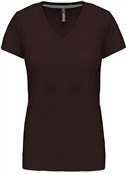 Kariban Dames T-shirt 
<br />V-hals Korte Mouwen