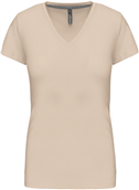 Kariban Dames T-shirt 
<br />V-hals Korte Mouwen