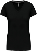 Kariban Dames T-shirt 
<br />V-hals Korte Mouwen