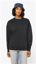 Duurzame oversized verwassen uniseks sweater met ronde hals NS447