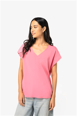 Ecologisch baggy dames-T-shirt V-hals NS312