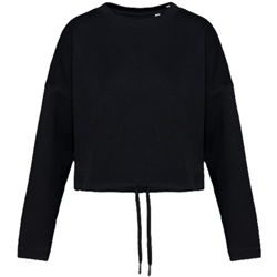 Ecologische cropped damessweater met ronde hals NS429 