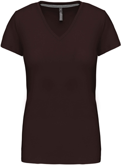 Kariban Dames T-shirt 
<br />V-hals Korte Mouwen