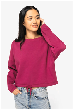 Ecologische cropped damessweater met ronde hals NS429 