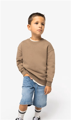 Ecologische cropped kindersweater met ronde hals NS437
