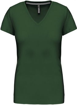 Kariban Dames T-shirt 
<br />V-hals Korte Mouwen