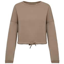 Ecologische cropped damessweater met ronde hals NS429 