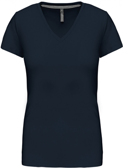 Kariban Dames T-shirt 
<br />V-hals Korte Mouwen