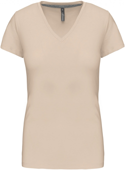 Kariban Dames T-shirt 
<br />V-hals Korte Mouwen