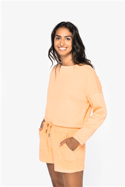 Ecologische cropped damessweater met ronde hals NS429 
