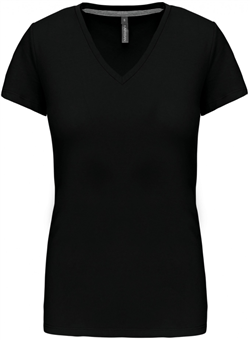 Kariban Dames T-shirt 
<br />V-hals Korte Mouwen