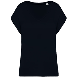 Ecologisch baggy dames-T-shirt V-hals NS312