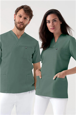 GREEN Stretch oversteektuniek uniseks - V-hals